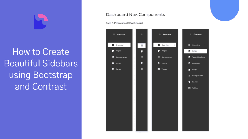 React Bootstrap sidebar with Contrast will make your website more attractive and unique with a contrasting sidebar. Discover new ways to customize your website that will capture your audience\'s attention with the React Bootstrap sidebar.