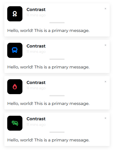 Contrast React Bootstrap 5 Notification with Icons